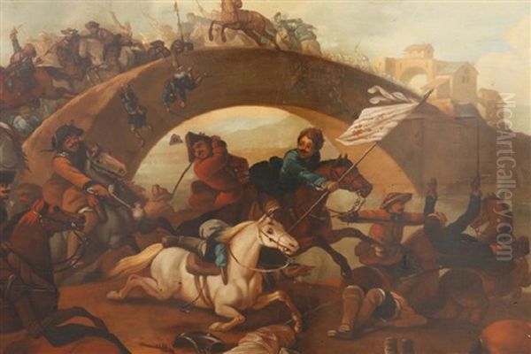 Battle At The Bridge by Hendrick De Meijer