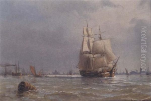 Shipping Off (copenhagen?) by Daniel Hermann Anton Melbye