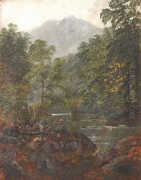 Calm River In The Forest by William Mellor