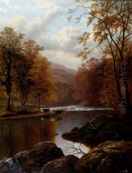 Autumn On The Wharfe (+ On The Wharfe, Bolton Wood; Pair) by William Mellor