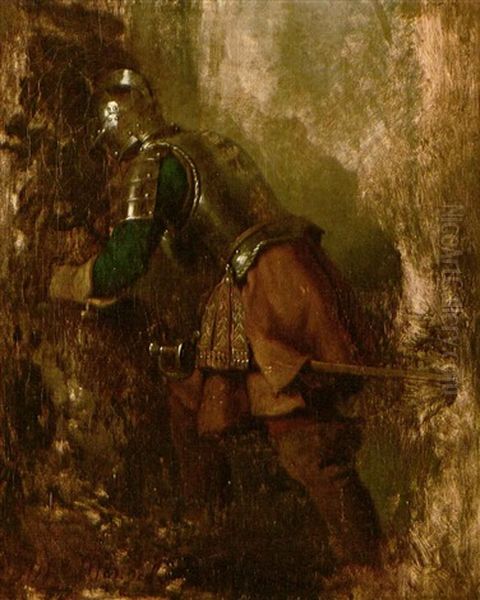 Ein Gerusteter Mann In Ruckenansicht by Adolph von Menzel