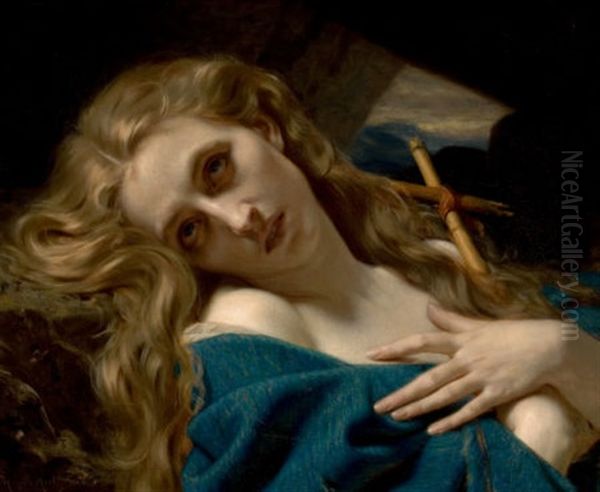 Mary Magdalene In The Cave by Hugues Merle