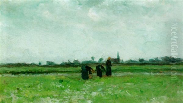 Women Working In The Fields Near Groot Leewijk, Warffum by Hendrik Willem Mesdag