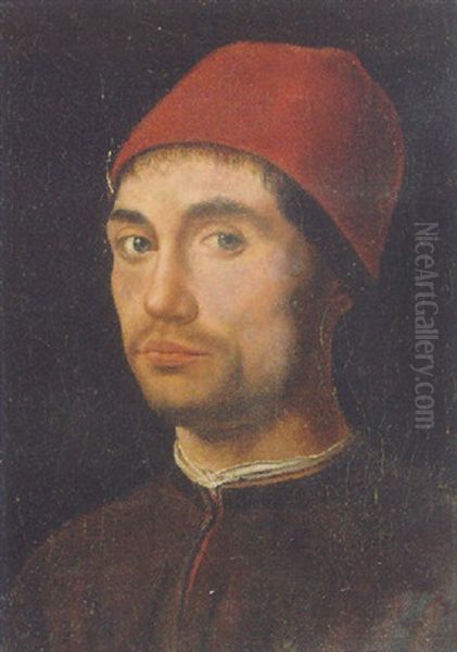 Portrait Of A Gentleman Wearing A Red Cap by Antonello da Messina