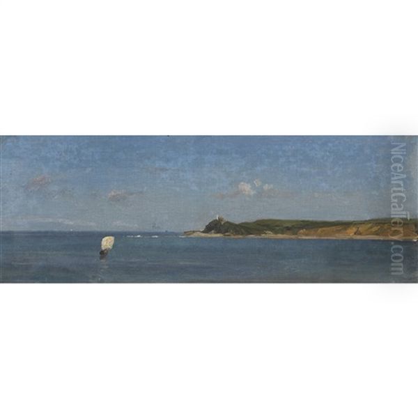 Sudliche Kustenlandschaft Mit Segelboot by Albert De Meuron