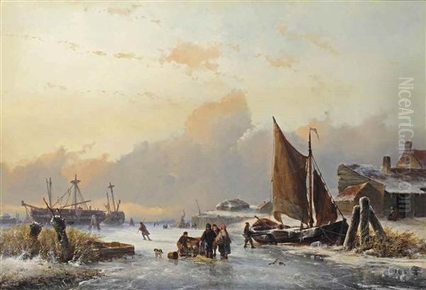 A Winter's Day On The Dutch Coast by Johan Hendrik Meyer