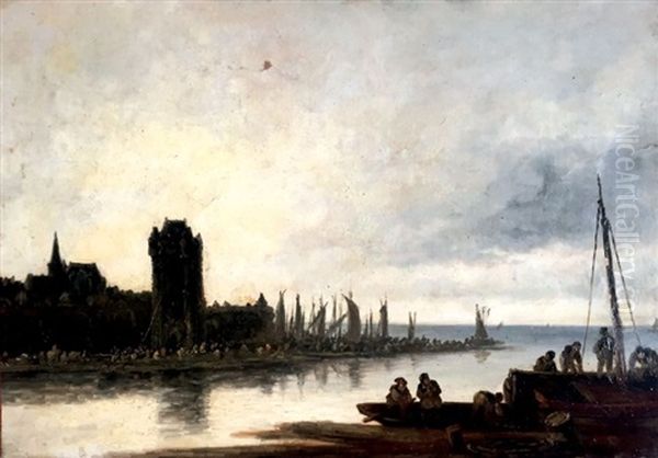 Scene De Port by Georges Michel