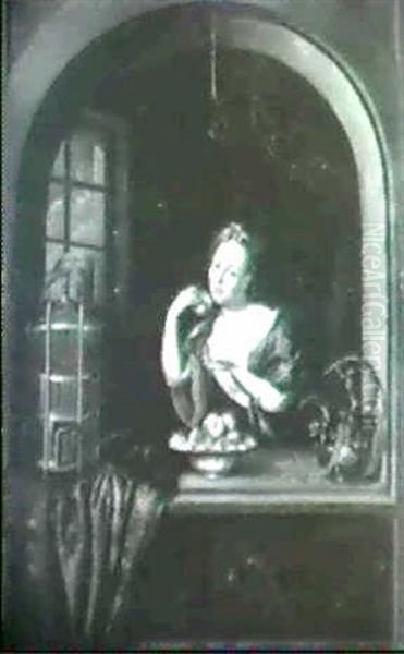 Junge Frau Am Fenster. by Frans van Mieris the Elder