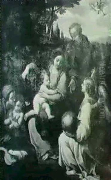 La Sainte Famille Avec Sainte Anne Et Saint Jean Baptiste by Nicolas Mignard