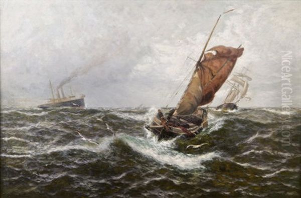 Wind And Rain Off The North Foreland by Thomas Rose Miles