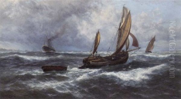 Wind And Rain Off Sheerness Oil Painting - Thomas Rose Miles