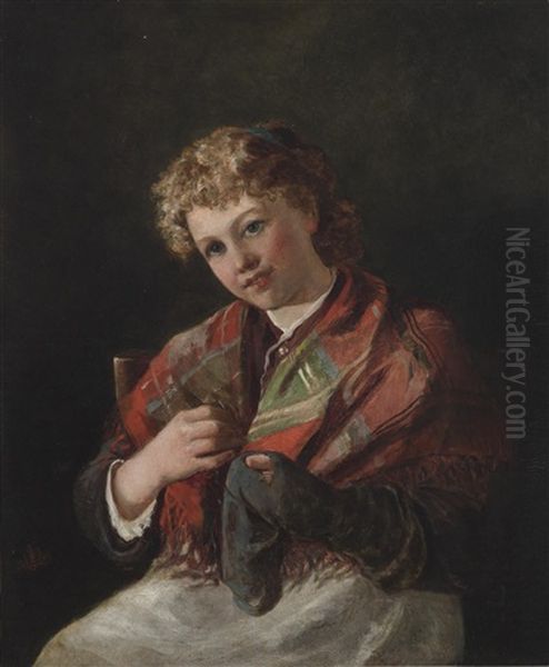 Darning A Sock by John Everett Millais