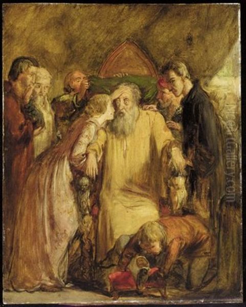 King Lear And Cordelia by John Everett Millais