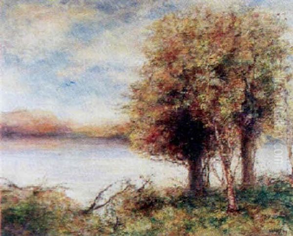 Country Scene By A Lake by William Watt Milne