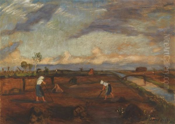 Bei Der Torfarbeit by Otto Modersohn