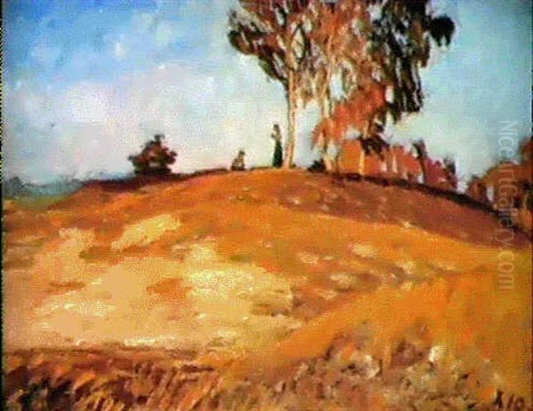 Lesende In Landschaft Oil Painting - Otto Modersohn