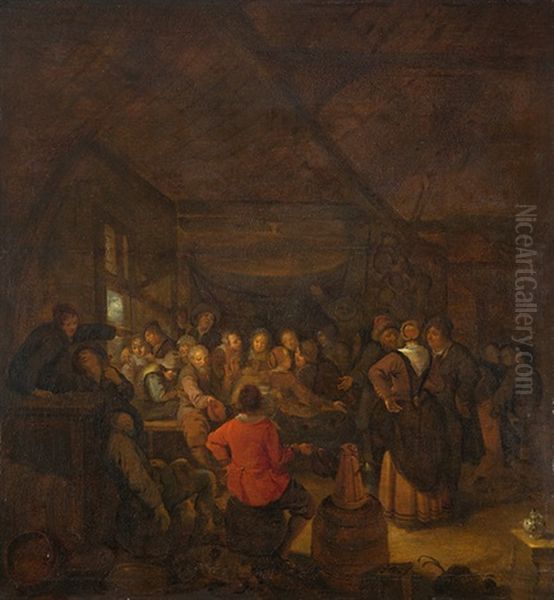 Scheune Mit Feiernden Bauern by Jan Miense Molenaer