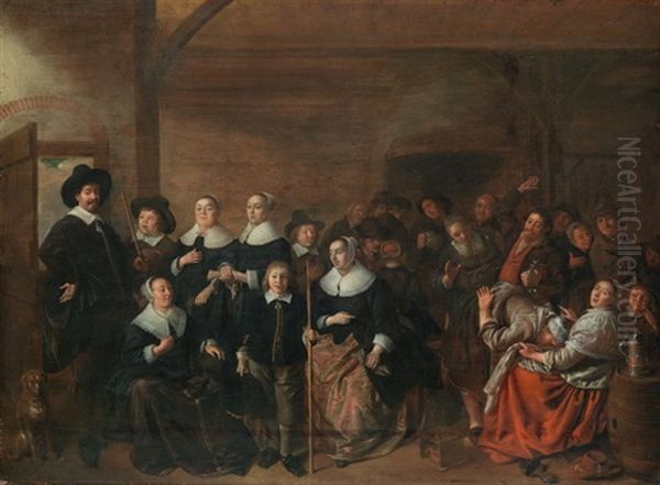 La Main Chaude Mit Familienportrait by Jan Miense Molenaer