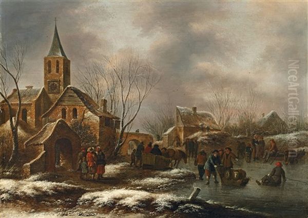 Winterlandschaft Mit Kirchturm by Nicolaes Molenaer