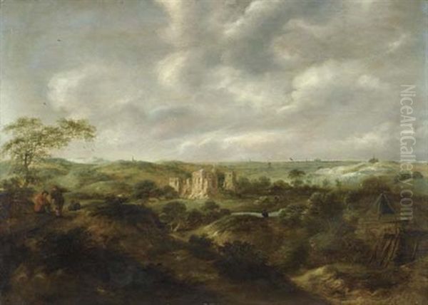 Landschaft Mit Blick Auf Die Ruine Schloss Brederode by Nicolaes Molenaer