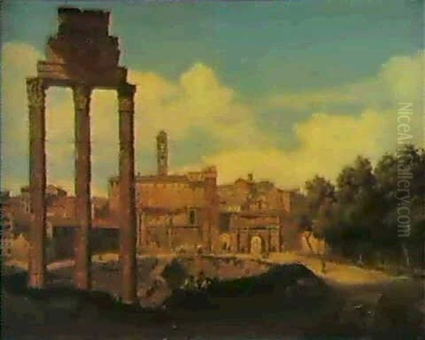 The Forum Romanum With The Capitol, Rome by Pierre Monami