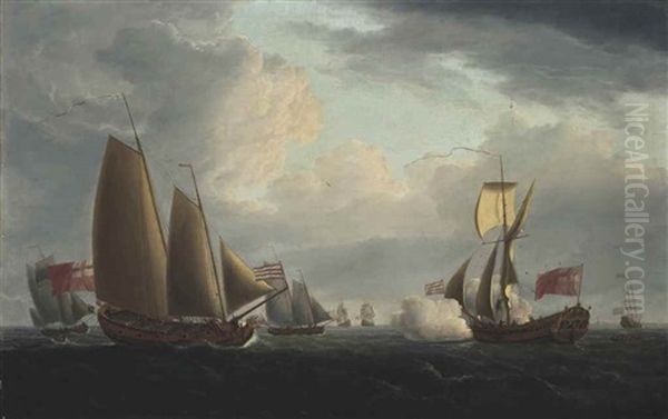 Admiralty Yachts Competing In A Trial Of Sailing Off Harwich, In A Fresh Breeze by Peter Monamy