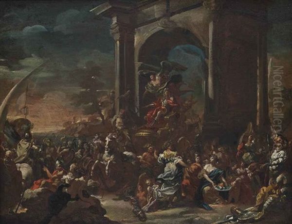 The Triumphal Entry Of Charles Vii Of Naples And Sicily (later Charles Iii Of Spain) Into Naples, 10 May 1734: A Bozzetto by Domenico Mondo