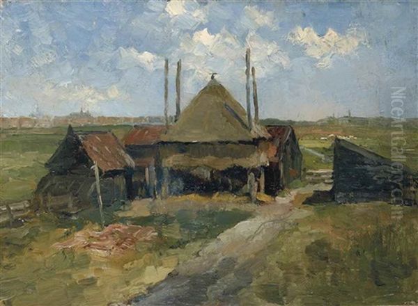 Haystack And Farm Sheds In A Field by Piet Mondrian