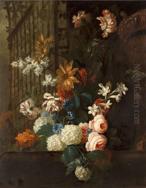 Still Life With Lilacs, Roses, Carnations And Other Flowers by Jean-Baptiste Monnoyer