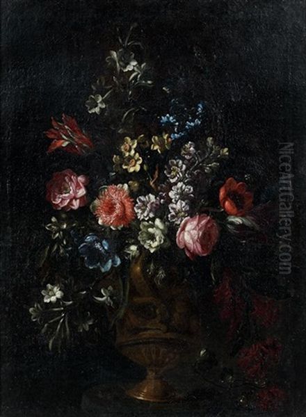 Bouquets De Fleurs Sur Un Entablement (pair) by Jean-Baptiste Monnoyer