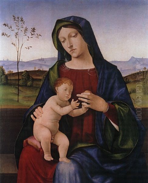 Madonna Mit Kind Vor Weiter Landschaft by Bartolommeo Montagna