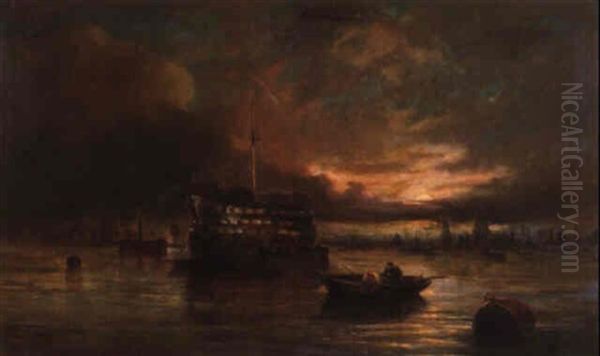 The River Thames At Gravesend, Kent by Alfred Montague