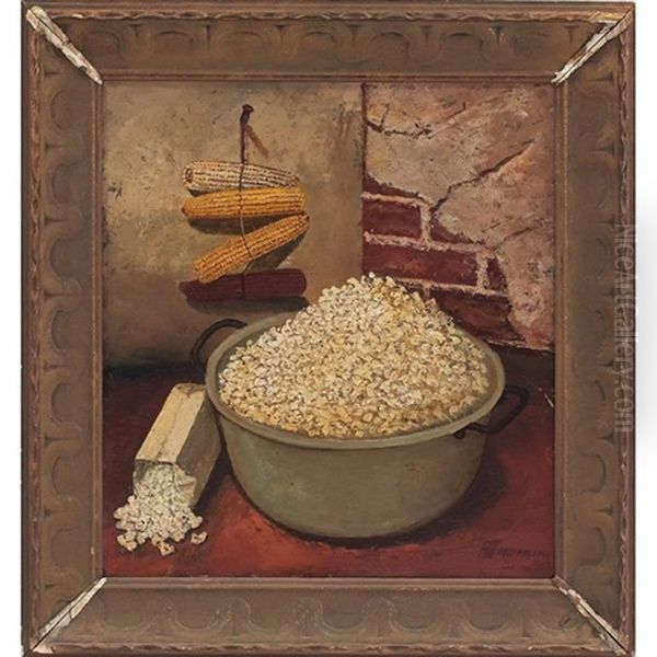 Still Life With Corn And Popcorn by Alfred Montgomery