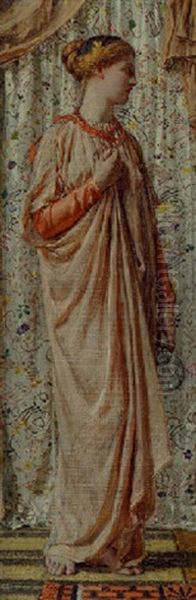 Standing Female Figure Holding A Glass Pitcher by Albert Joseph Moore