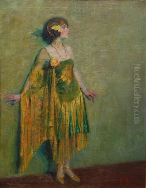 Flapper In Green & Gold by Francis Luis Mora