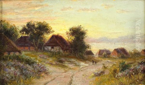 Sonnenuntergang Uber Dem Dorf by Walter Moras