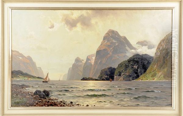 Fjordlandschaft Mit Booten by Walter Moras