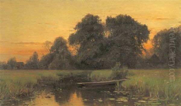 Abendliche Havellandschaft Mit Kahn by Walter Moras