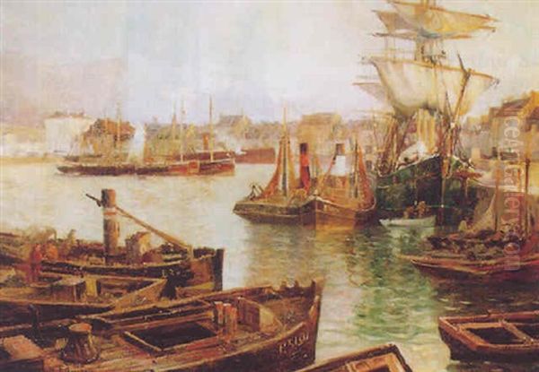 Trois-mats Et Barques De Peche A Quai by Paul Bernard Morchain