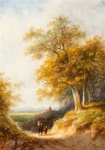 Countryfolk In A Hilly Landscape by Jan Evert Morel the Younger