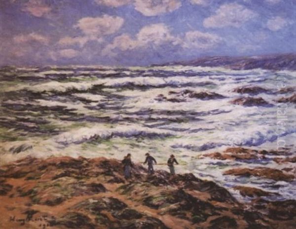 Gros Temps - Les Cotes Du Finistere by Henry Moret