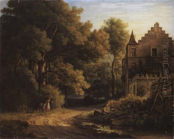 Jagdschloss In Waldlandschaft by Christian Ernst Bernhard Morgenstern