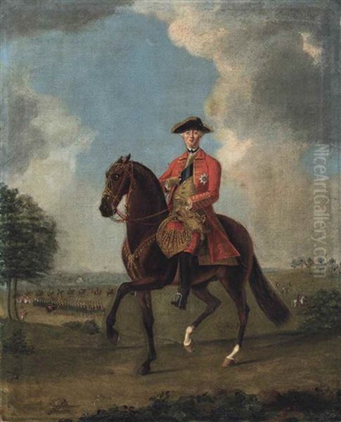 An Equestrian Portrait Of King George Iii (1738-1820), Reviewing The Troops by David Morier