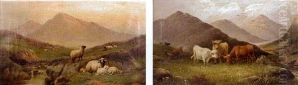 Sheep Resting By A Highland Burn by John W. Morris