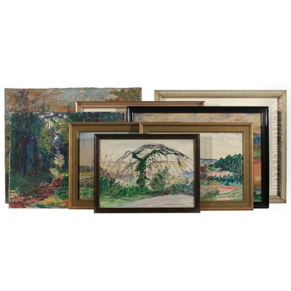 A Sunny Autumn Landscape (+ 7 Others; 8 Works, , Various Media And Sizes) by Francis Morton-Johnson