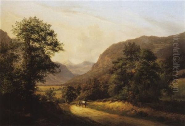 Landschaft Bei Satigny Mit Blick Auf Die Savoyer Alpen by Henri Luc Mottu