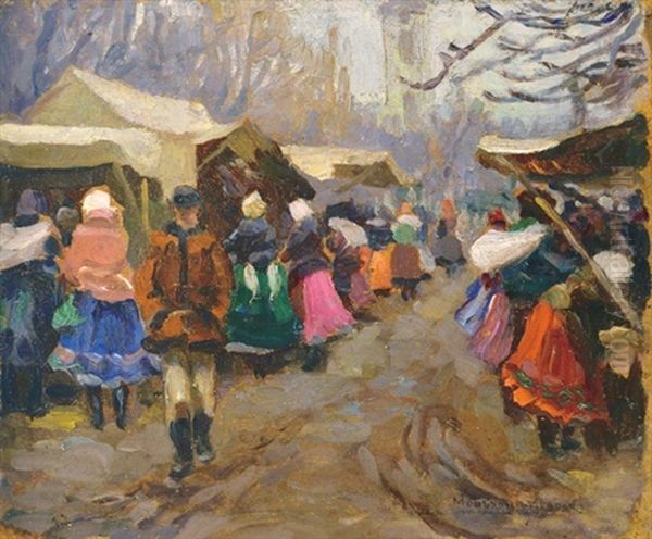 Cloth Market In November by Tivadar Jozef Mousson