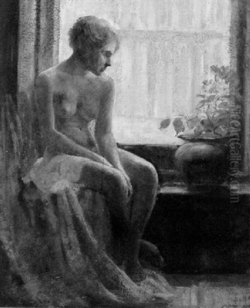 Female Nude - Portrait Of The Artist's Wife by Frederick J. Mulhaupt