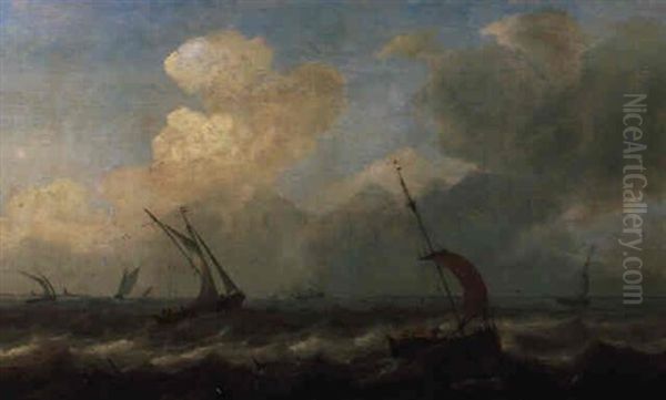 Boote Auf Bewegter See by Pieter Mulier the Elder