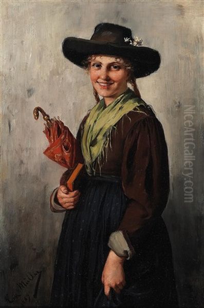 Girl Off To Church by Emma (Edle von Seehof) Mueller